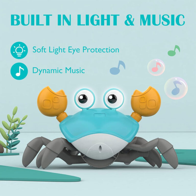 Interactive Crawling Crab Toy – Obstacle Avoidance, Lights & Music