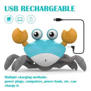 Interactive Crawling Crab Toy – Obstacle Avoidance, Lights & Music