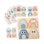 Wooden Owl Face-Changing Puzzle – Matching Game for Kids