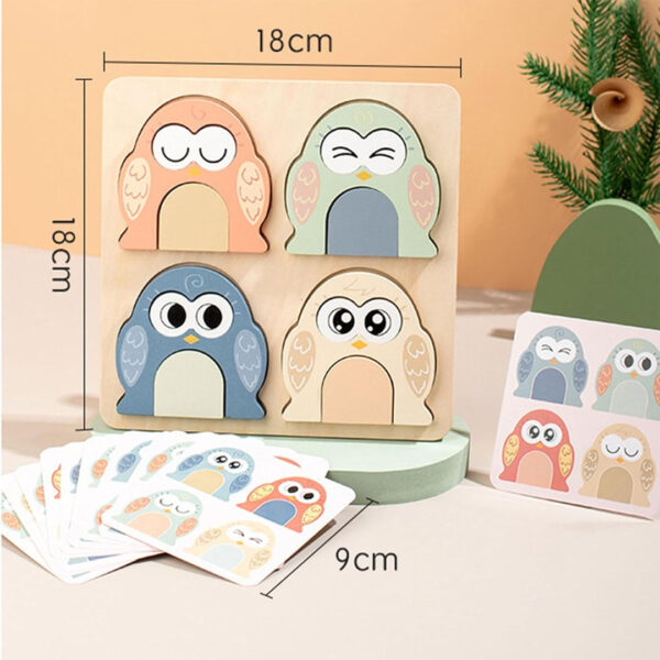 Wooden Owl Face-Changing Puzzle – Matching Game for Kids