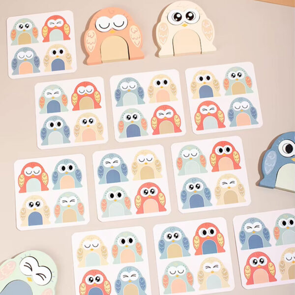 Wooden Owl Face-Changing Puzzle – Matching Game for Kids