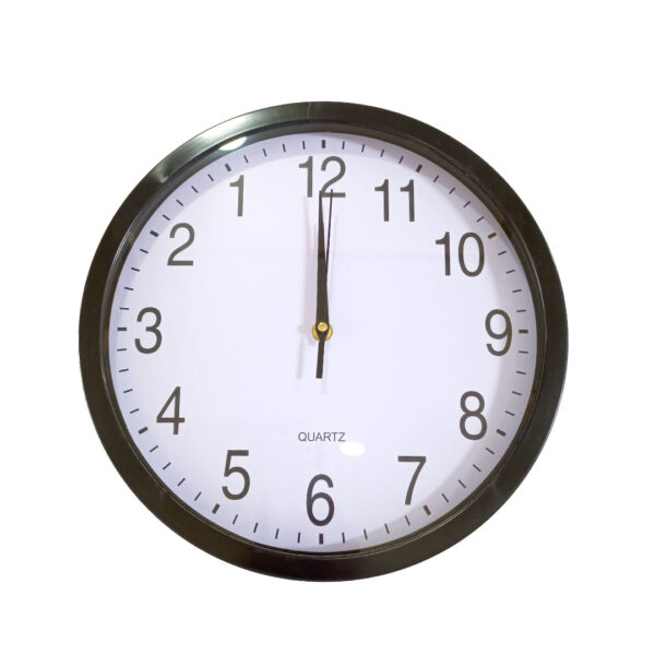 30cm Classic Wall Clock – Black Frame