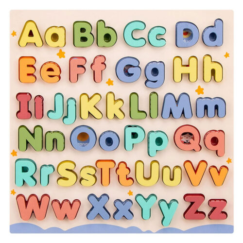 Wooden Alphabet Board – Colorful Upper & Lowercase