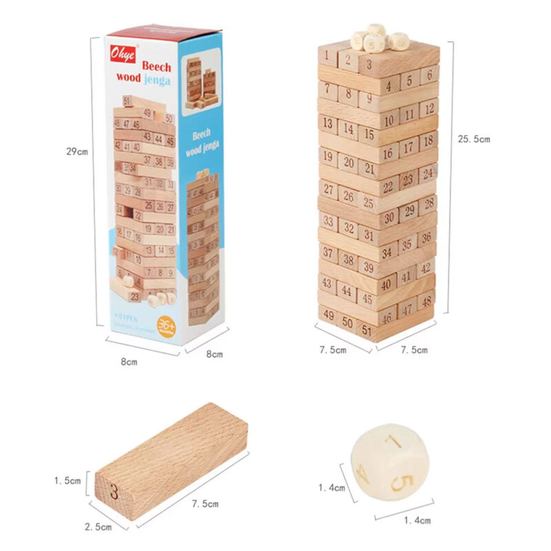 51pc Wooden Block Stacking Game (Jenga)