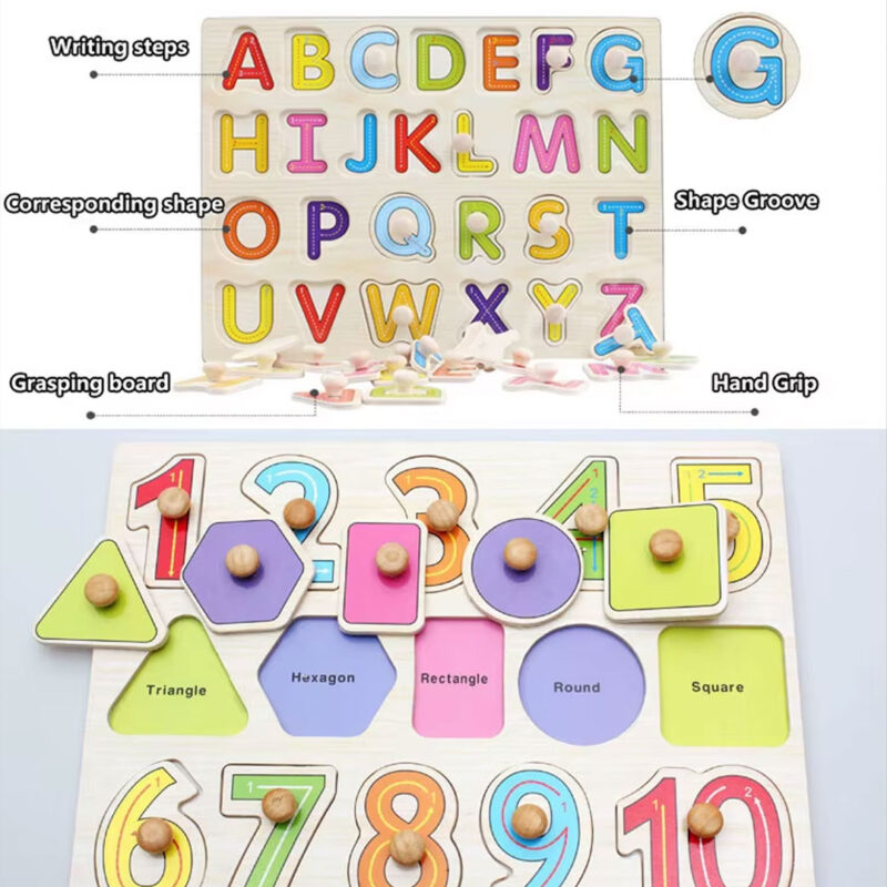 Wooden Peg Puzzle Set – Educational Learning Toys for Toddlers