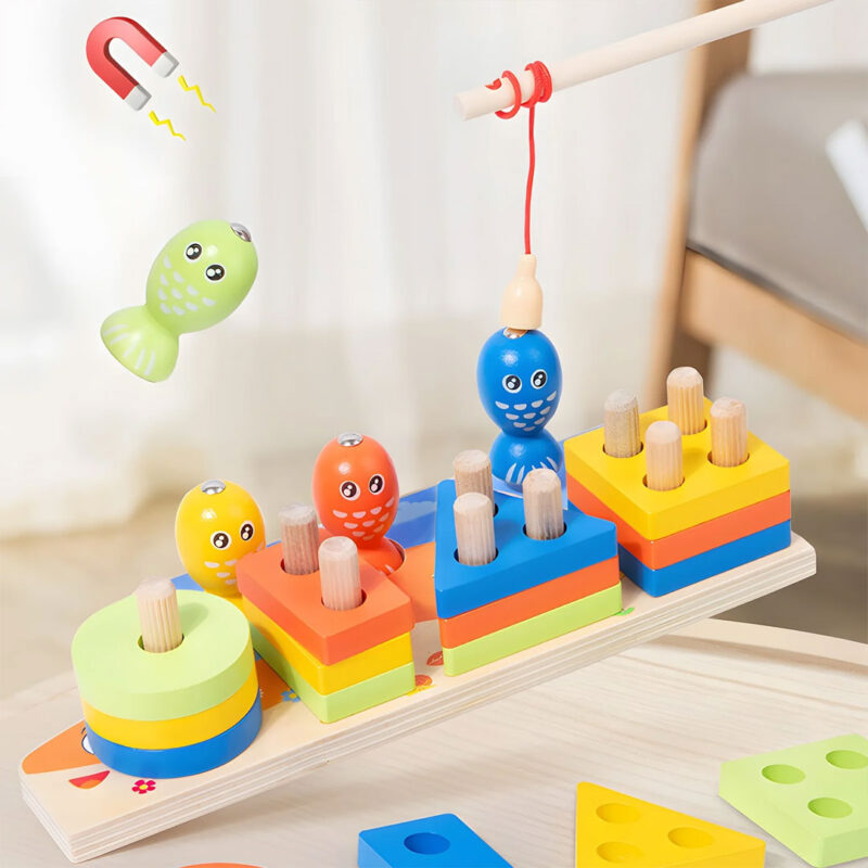 wooden-sorting-and-stacking-fishing-toy-6 Wooden Magnetic Fishing & Shape Sorting Toy