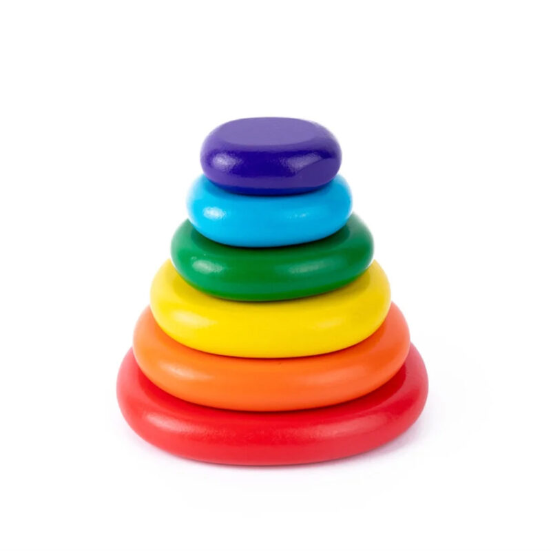 Wooden Stacking Pebbles – Montessori Rainbow Balancing Toy