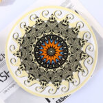 26cm Bohemian Ceramic Plate – Sunburst and Geometric Pattern