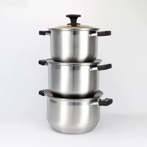 6pc S/Steel Cooking Pot Set with Glass Lids