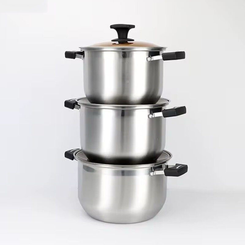 6pc S/Steel Cooking Pot Set with Glass Lids