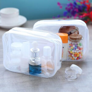 4pc Clear PVC Zippered Toiletry Bag Set