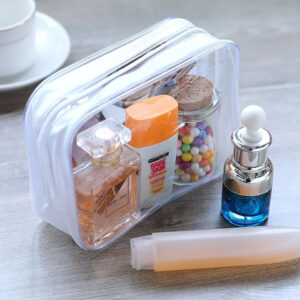 4pc Clear PVC Zippered Toiletry Bag Set