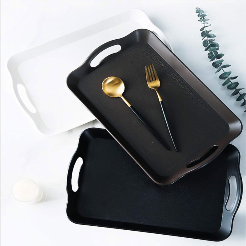 Textured Serving Tray - Black & White