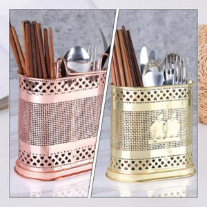Golden Metal Cutlery Holder – Vintage-Style