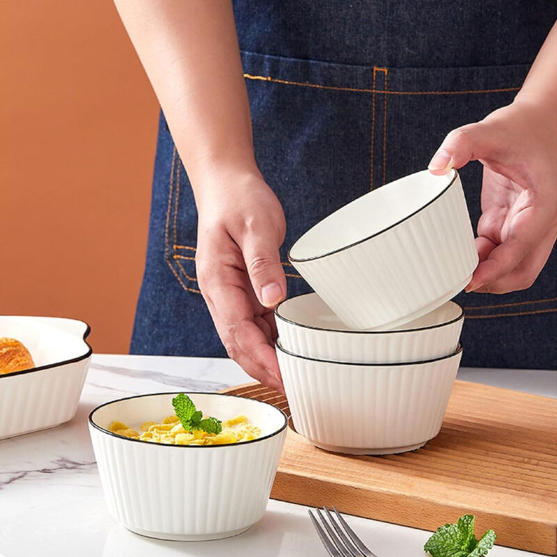 5pc Ceramic Bowl Set with Heart-Shaped Dish