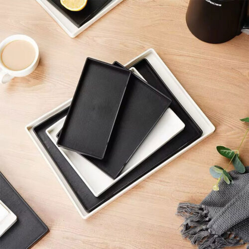Modern Wood-Effect Serving Trays – Black & White