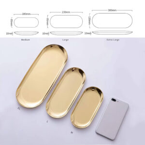 S/Steel Oval Tray - Golden