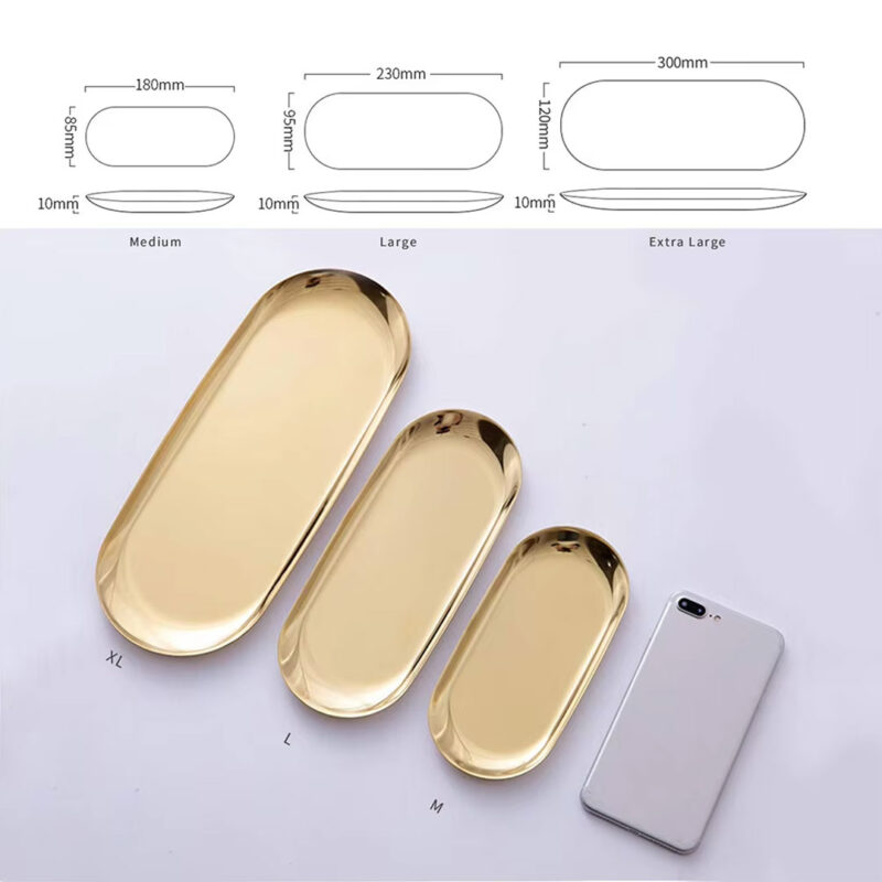 S/Steel Oval Tray - Golden