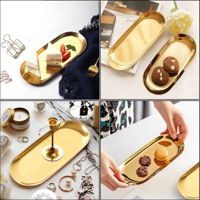 S/Steel Oval Tray - Golden
