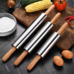 S/Steel Rolling Pin with Wooden Handles
