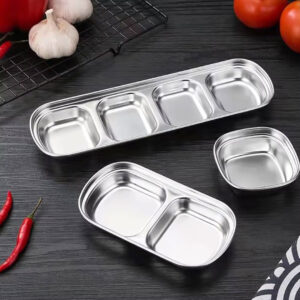 Stainless Steel Sectioned Dishes – 2 & 3 Grid Options