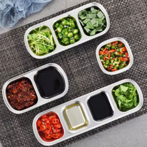 Stainless Steel Sectioned Dishes – 2 & 3 Grid Options