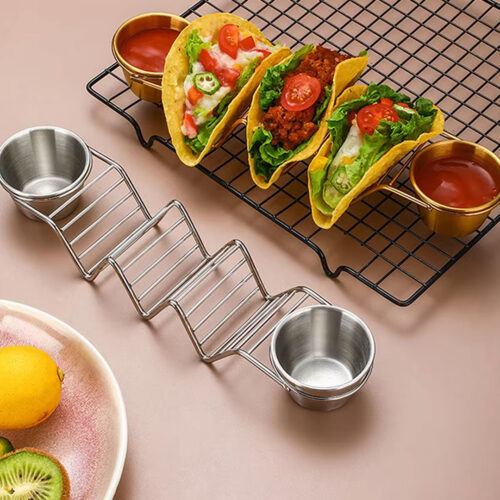 S/Steel Taco Holder with Sauce Cups