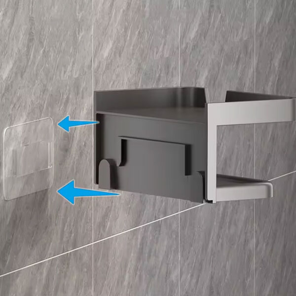 Toilet Paper Holder with Shelf – No-Drill Installation