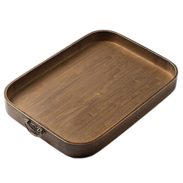 Rectangular Wooden Serving Tray with Vintage Handles