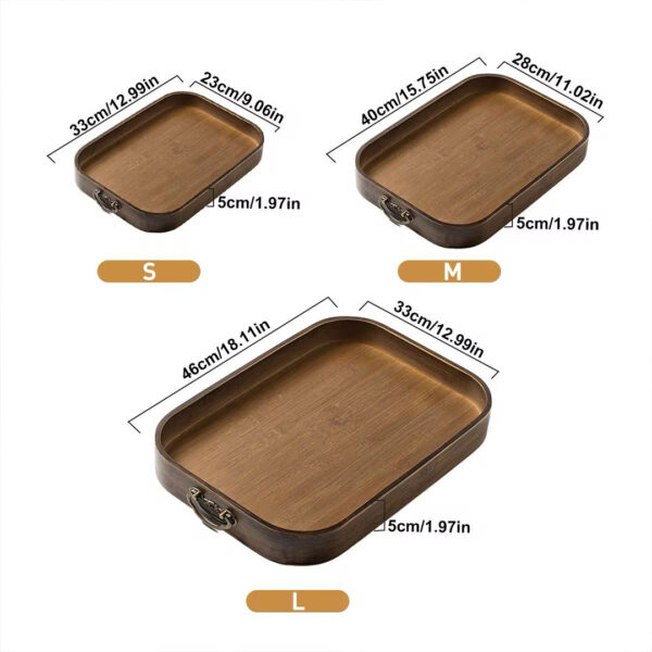 Rectangular Wooden Serving Tray with Vintage Handles