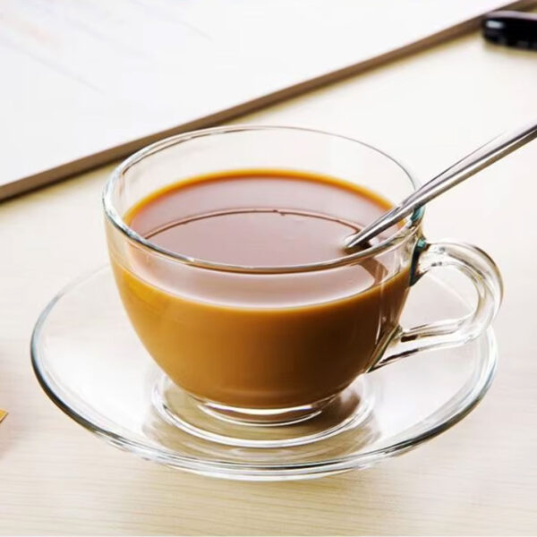 210ml Clear Glass Cup and Saucer Set