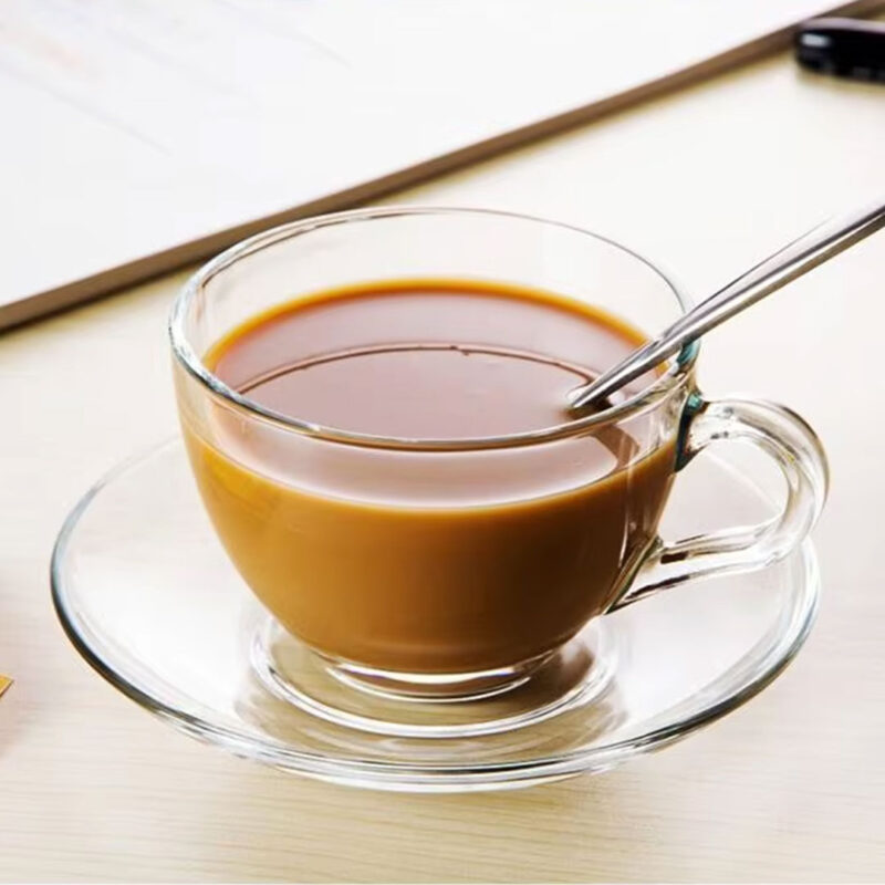 clear-glass-tea-cup-and-saucer-1 210ml Clear Glass Cup and Saucer Set