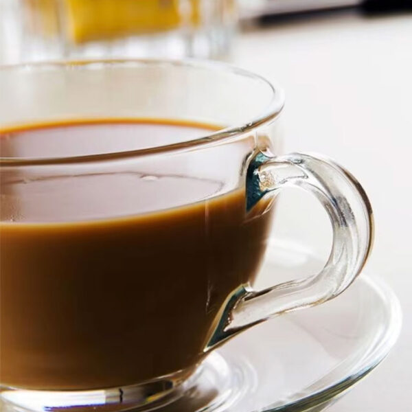 210ml Clear Glass Cup and Saucer Set