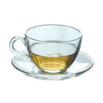 210ml Clear Glass Cup and Saucer Set