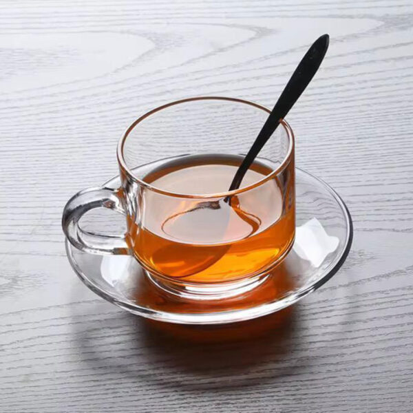 210ml Clear Glass Cup and Saucer Set