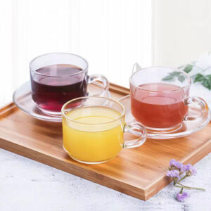 210ml Clear Glass Cup and Saucer Set