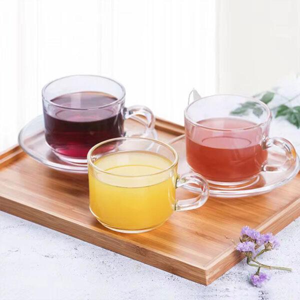 210ml Clear Glass Cup and Saucer Set