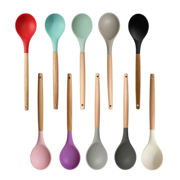 Silicone Serving Spoon with Wooden Handle