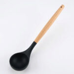 Silicone Soup Ladle or Serving Spoon with Wooden Handle