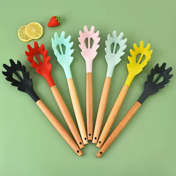 Silicone Spaghetti Spoon with Wooden Handle