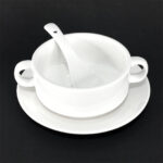 Porcelain Soup Bowl with Saucer & Spoon