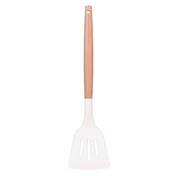 Silicone Slotted Turner with Wooden Handle