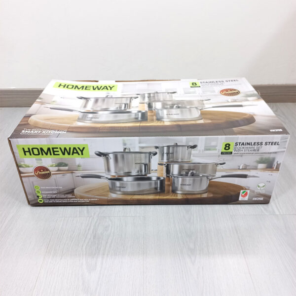 8pc Homeway Stainless Steel Cookware Set with Steamer