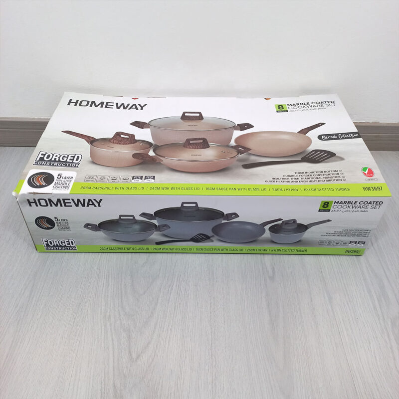 8pc Homeway Nonstick Marble Cookware Set