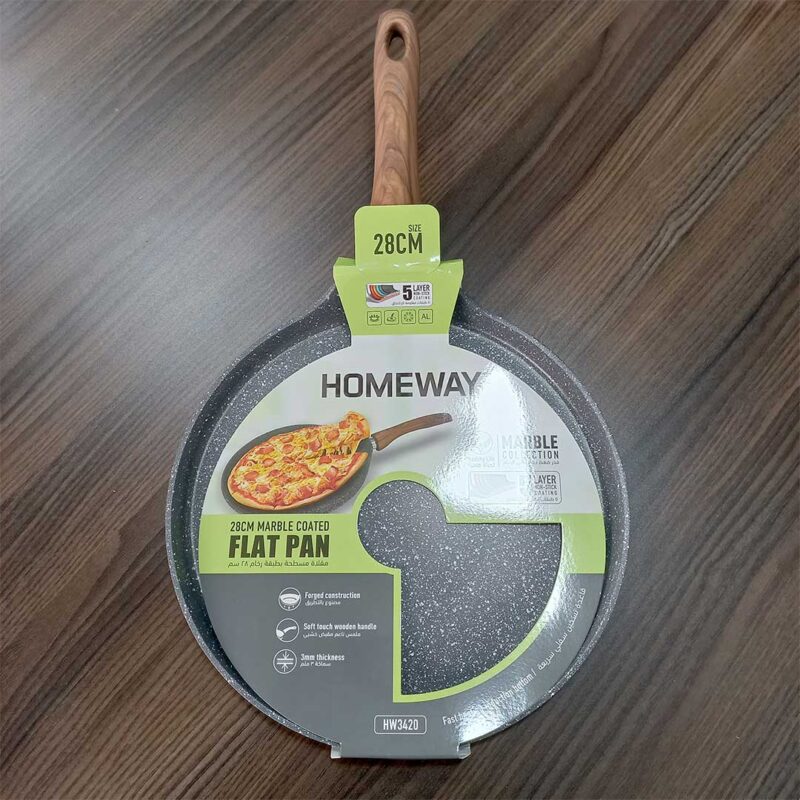 Marble-Coated-Flat-Pan-28cm-HW3420-Homeway-5 28cm Homeway Marble Nonstick Flat Pan