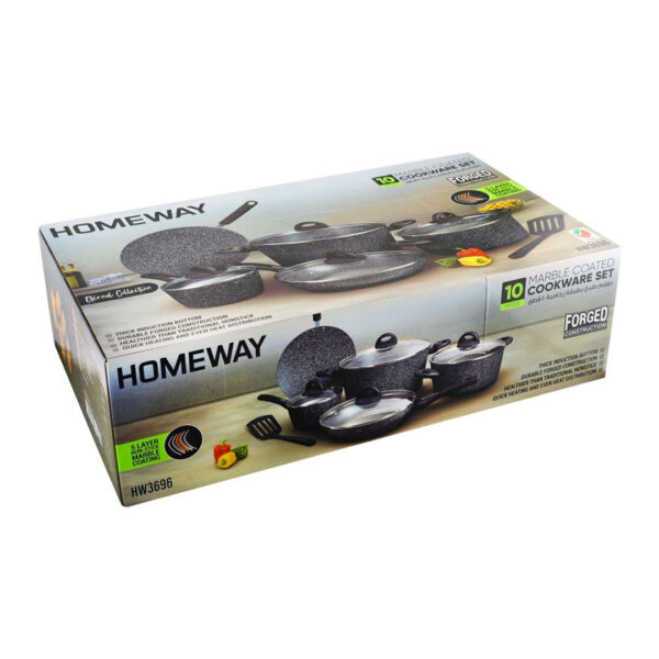 10pc Homeway Marble Coated Cookware Set - HW3696