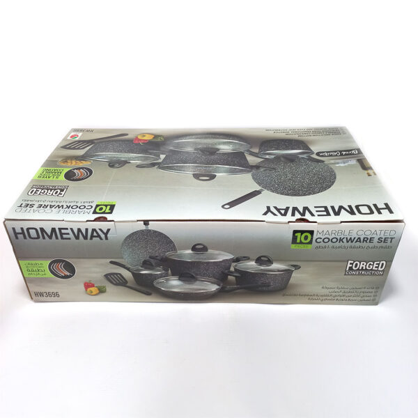 10pc Homeway Marble Coated Cookware Set - HW3696