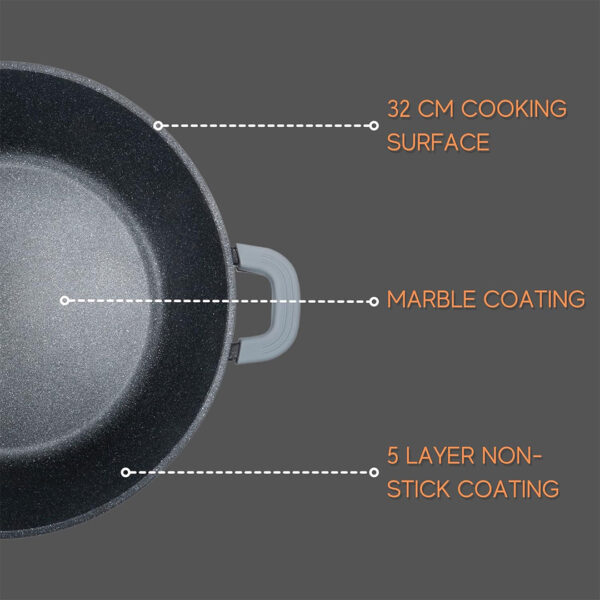 28, 32 & 36cm Homeway Marble Nonstick Cooking Pots with Lid
