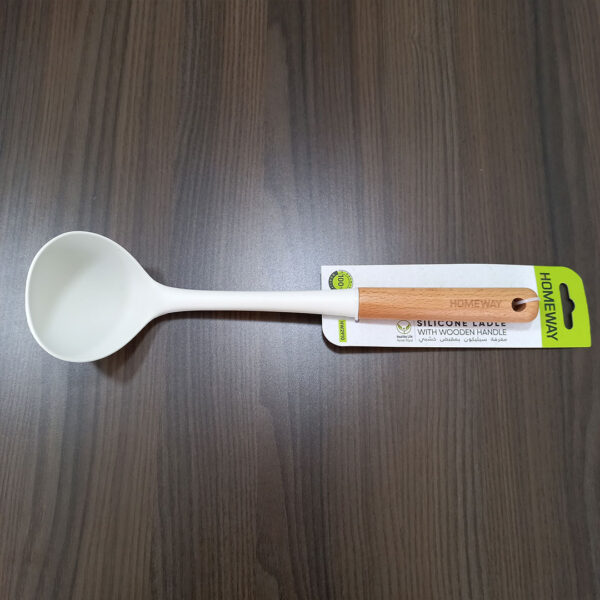 Homeway Silicone Soup Ladle with Wooden Handle