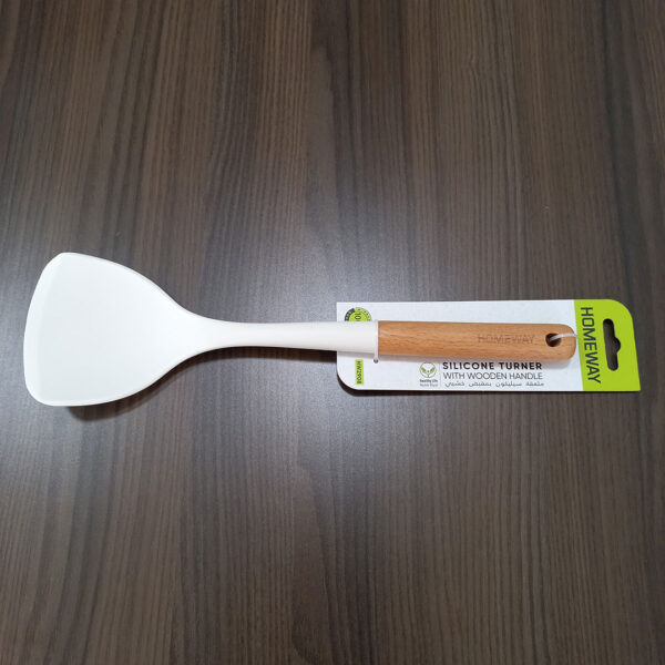 Homeway Silicone Turner with Wooden Handle